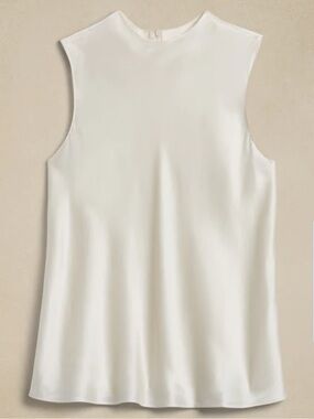 Banana Republic Emie Silk Tank, XL, Ivory / White (“Snow Day” Color)